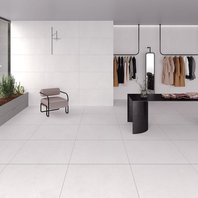 Beton White Porcelain Tile