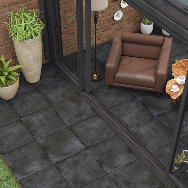 Graphite Outdoor Porcelain Paving 31.7x31.7x0.8in